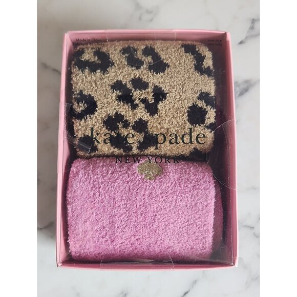 Kate Spade New York Leopard & Pink Crew Socks Set One Size Soft 4-10 - Picture 1 of 3